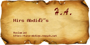 Hirs Abdiás névjegykártya